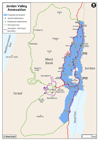Territorio de Cisjordania que será anexionado por Israel según el plan Trump.
